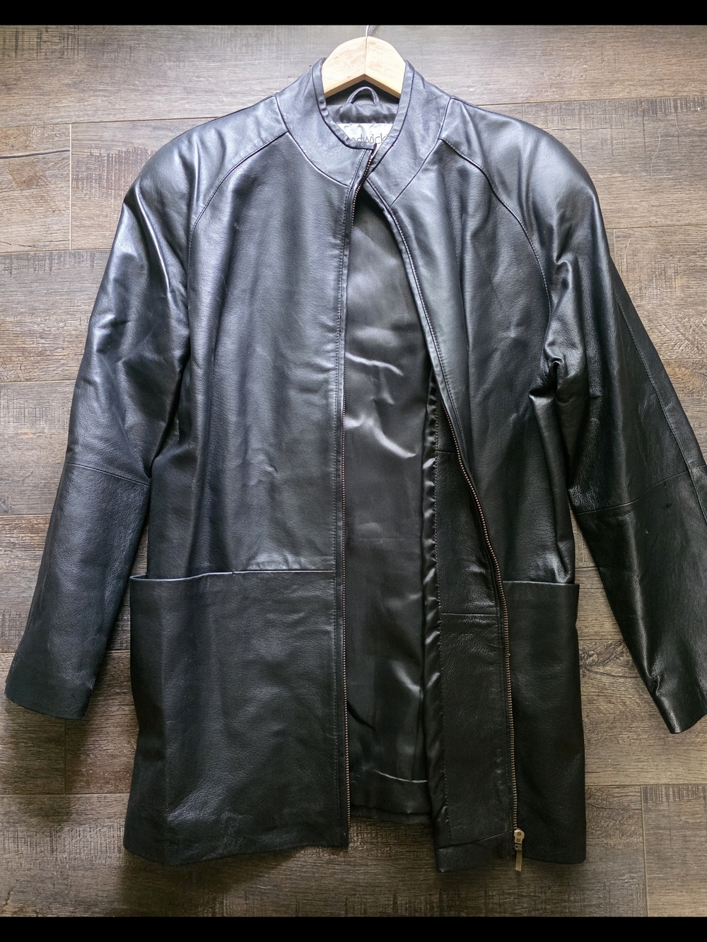 Chadwicks Black Leather Long Zip Jacket
